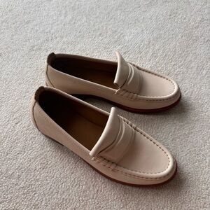 M. Gemi Cream Leather Loafers